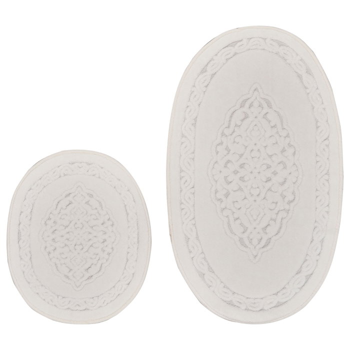 Mijölnir Juego de alfombrillas de baño de algodón 100% crema (2 piezas)